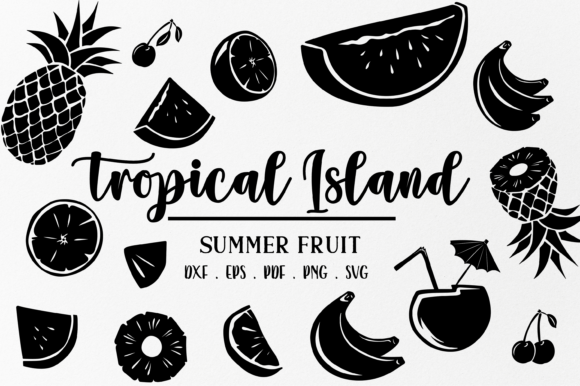 Tropical Island Fruit Elements, Svg, Ex Graphic Illustrations By simiswimstudio