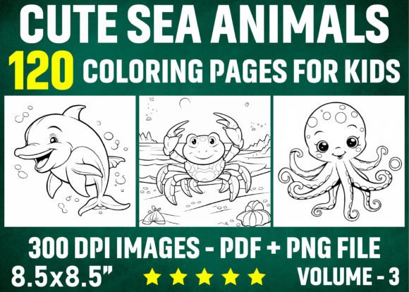 120 Cute Sea Animals Coloring Pages Graphic Coloring Pages & Books Kids By ArT DeSiGn
