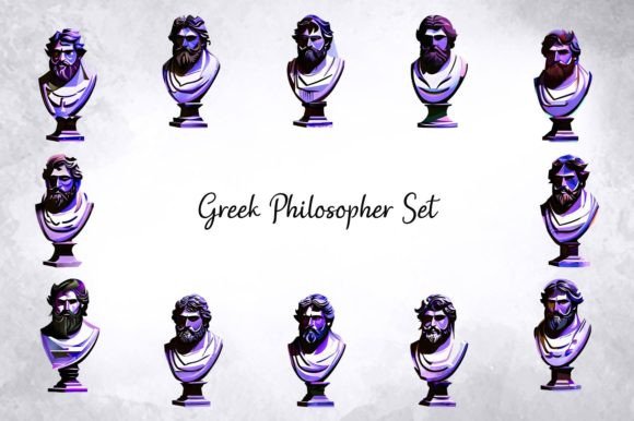 Set filosofo greco Grafica Illustrazioni Stampabili Di Digitally Inspired