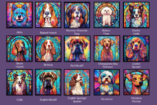 Stained Glass Dog Breed Art Vol 2 Grafik Druckbare Illustrationen Von Enchanted Marketing Imagery 2