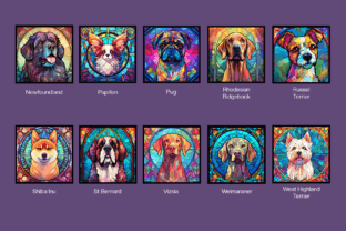 Stained Glass Dog Breed Art Vol 2 Grafik Druckbare Illustrationen Von Enchanted Marketing Imagery 3