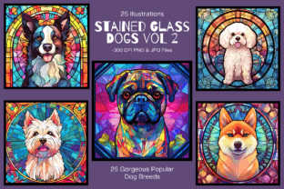 Stained Glass Dog Breed Art Vol 2 Grafik Druckbare Illustrationen Von Enchanted Marketing Imagery 1