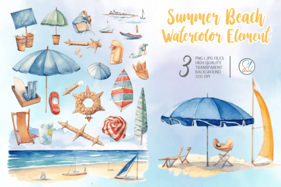 Summer Beach Clipart Sublimation Element Graphic Crafts By spacelek