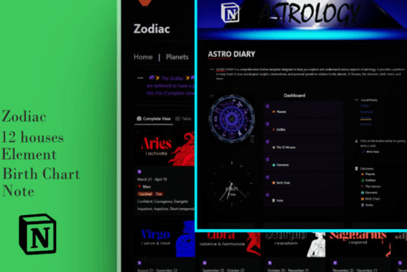 ASTRO DIARY - NOTION Graphic Websites By creativdesignz
