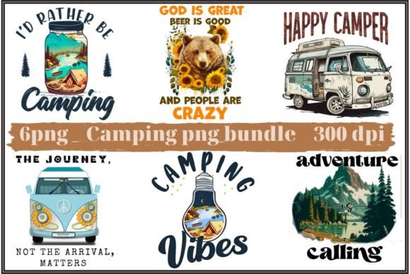 Camping Bundle. Happy Camper Sublimation Grafik Druck-Vorlagen Von NeriaLi