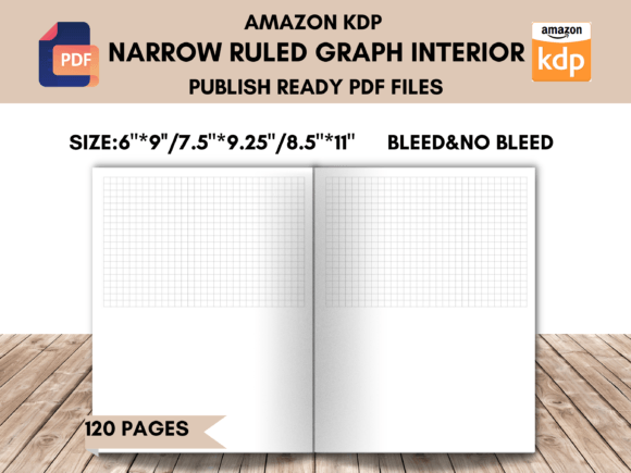 Narrow Ruled Graph Notebook KDP Interior Graphic KDP Keywords By Laxuri Art