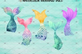 Watercolor Mermaid Clipart Set of 50 PNG Graphic Illustrations By beyouenked 3