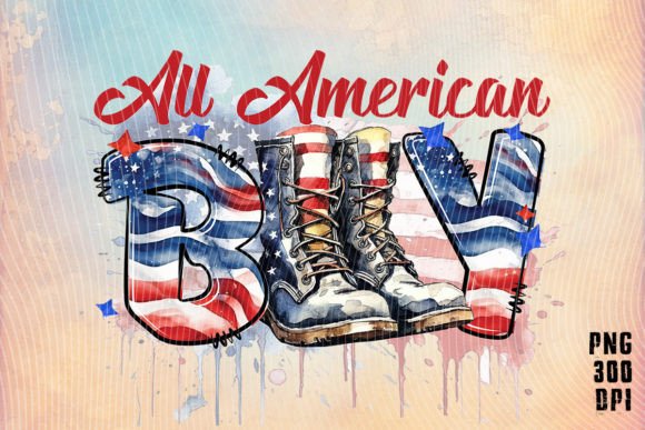 All American Boy 4th of July Graphic T-shirt Designs By october.store
