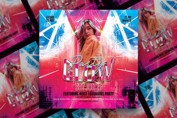 Neon Night Party Flyer Psd Graphic Print Templates By artistx70bd