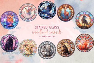 Stained Glass Woodland Animals Clipart Graphic Illustrations By Vera Craft 1