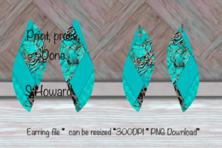 Tealish Pattern Sublimation Earrings PNG Graphic AI Graphics By Ruthlesskrooz 2