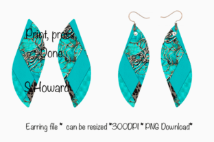 Tealish Pattern Sublimation Earrings PNG Graphic AI Graphics By Ruthlesskrooz 3