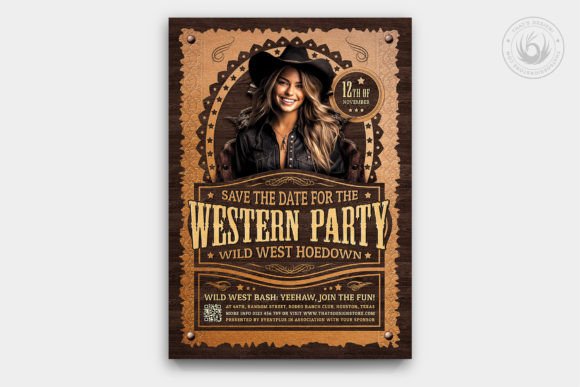 Western Party Flyer Template Graphic Print Templates By ThatsDesignStore