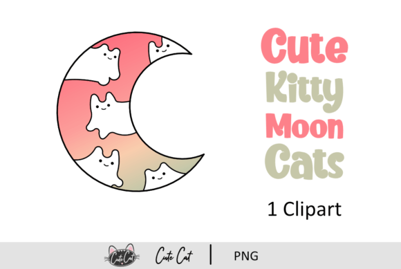 Cute Kitty Moon Cats  Graphic Crafts By cutecat