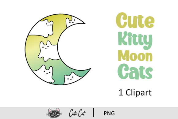 Cute Kitty Moon Cats  Graphic Crafts By cutecat