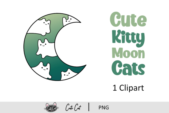 Cute Kitty Moon Cats  Gráfico Manualidades Por cutecat