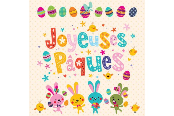 Happy Easter in French Afbeelding Afdrukbare Illustraties Door Alias Ching
