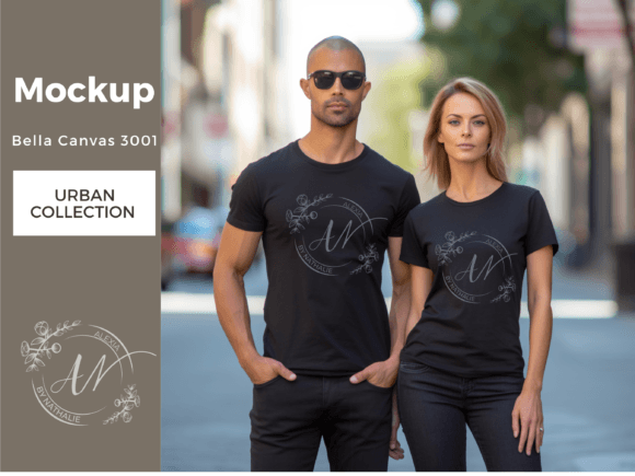 Mockup Matching T-shirts for Couples Graphic Product Mockups By AestheticByNathalie