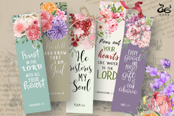 Printable Bible Verses Bookmarks Set #2 Graphic Print Templates By Nann Digital Art
