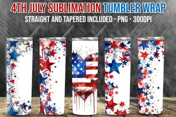 USA 4th of July Tumbler Wrap PNG Bundle Illustration Graphiques AI Par UM Design House
