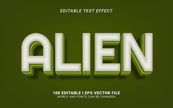 Alien Text Effect Gráfico Complementos Creativos Por SugarV_Creative