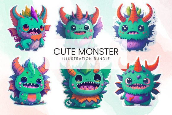 Cute Monster Design Bundle Illustration Graphiques AI Par alanwarstd