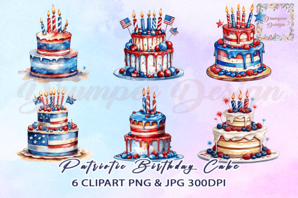 Patriotic Birthday Cake Clipart Graphic Crafts By Drumpee Design