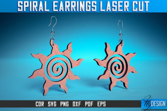 Spiral Earrings Laser Cut SVG | Earrings Graphic Crafts By flydesignsvg