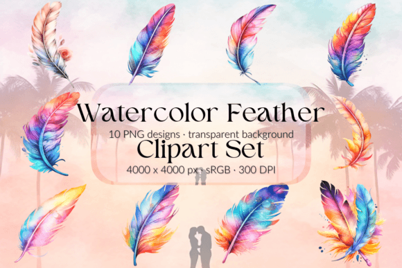Feathers Clipart Wedding Watercolor Set Graphic Illustrations By imperfectirissio