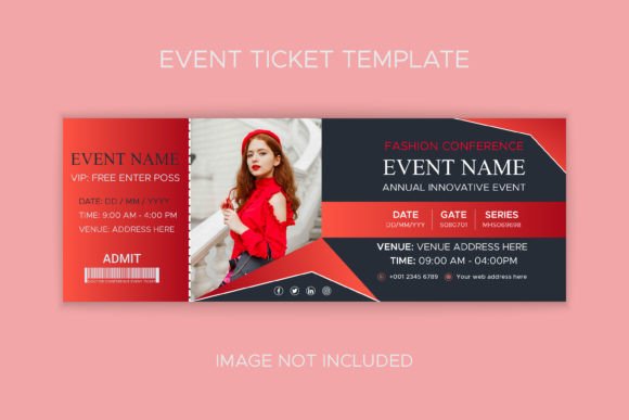 Modern Fashion Show Event Ticket Design Graphic Print Templates By Ju Design