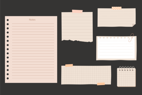 Set of Blank Lined Note Papers Graphic Objects By Ksuview