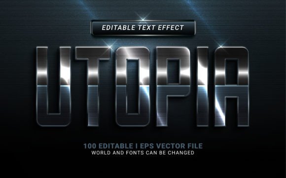 Utopia Text Effect Gráfico Complementos Creativos Por SugarV_Creative