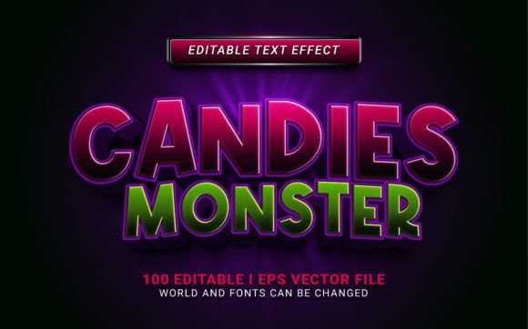 Candies Monster Text Effect Gráfico Complementos Creativos Por SugarV_Creative