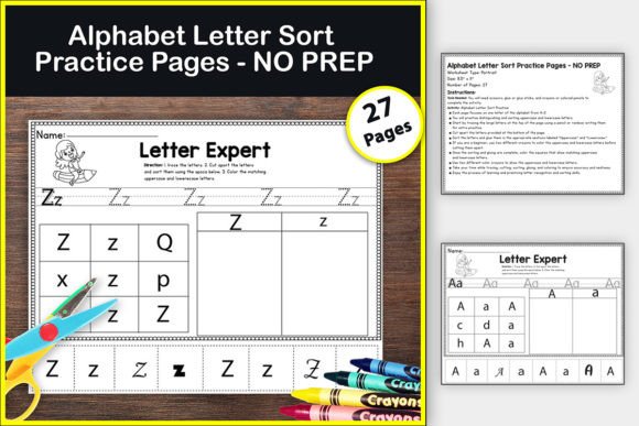Letter Sort: Interactive Practice Pages Graphic 1st grade By TheStudyKits