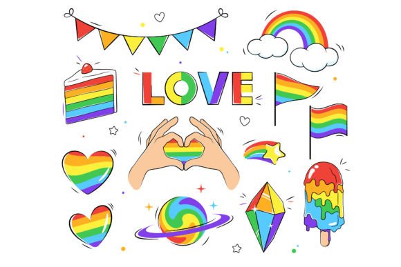 Set of LGBT Icons, Pride Illustrations Illustration Illustrations Imprimables Par Cmeree