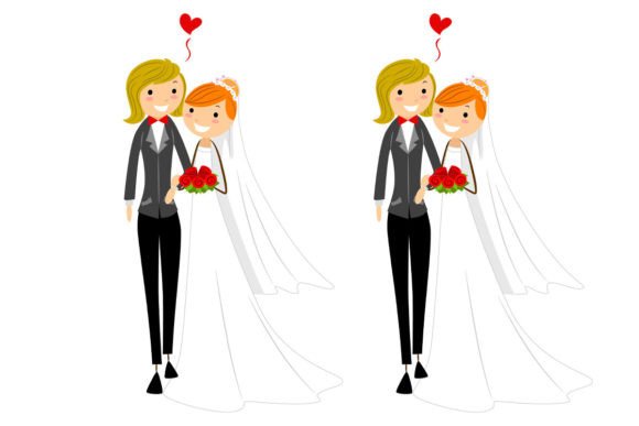 Wedding Bride and Groom Couple Cartoon Graphic Illustrations By Actart Designs
