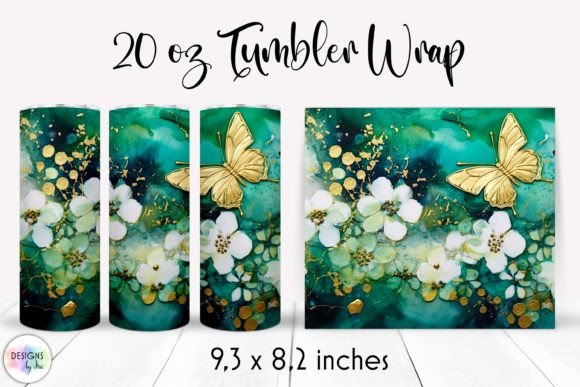 Elegant Alcohol Ink Flowers Tumbler Graphic AI Illustrations By Designs by Ira