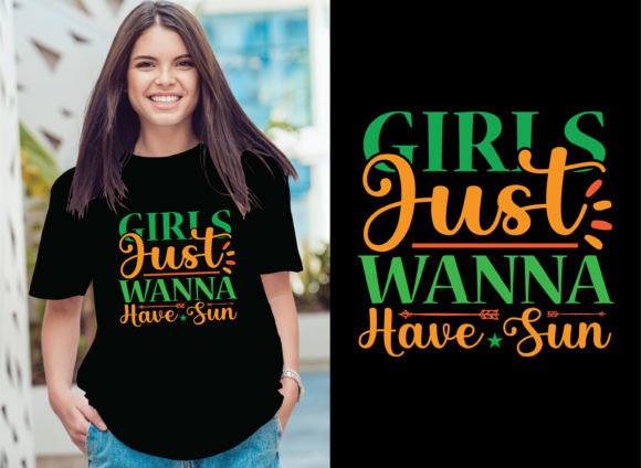 Girls Just Wanna Have Sun Gráfico Designs de Camisetas Por Munsur Store