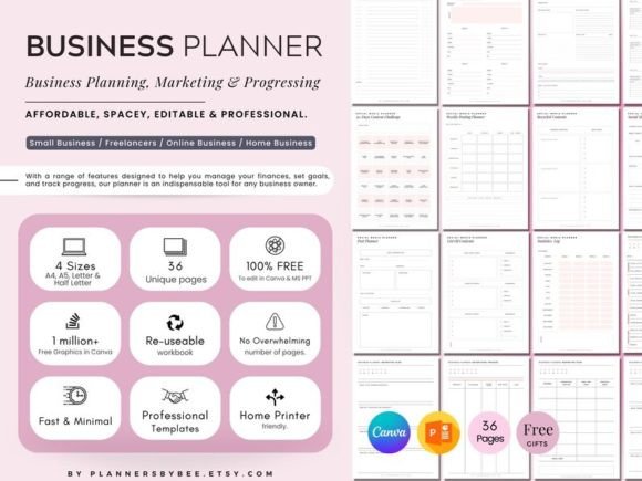 Printable Small Business Planner Startup Illustration Modèles Graphiques Par PlannersByBee