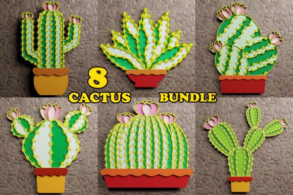 3D SVG Cactus Multilayered Papercut Bun. Graphic 3D SVG By Jon_Studio