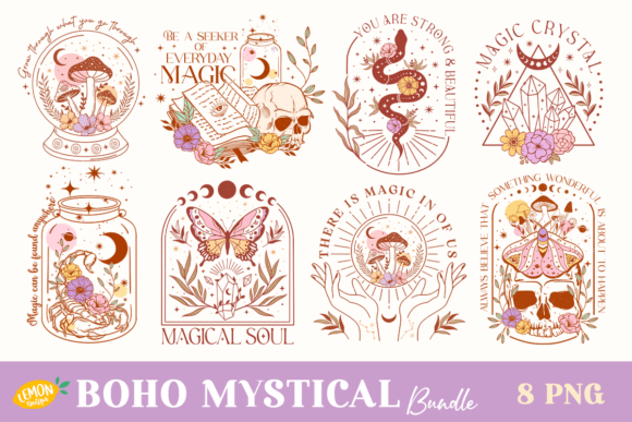 Boho Mystical PNG Sublimation Bundle Graphic Crafts By Lemon.design