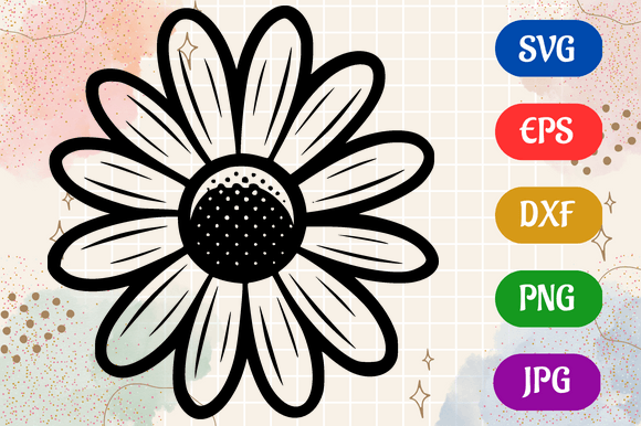 Daisy - Minimalist Logo Vector SVG EPS Grafika Ilustracje AI Przez Creative Oasis