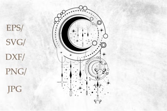 Hand Drawn Mystical Moon Collection Gráfico Ilustrações para Impressão Por ABDUR RASHID