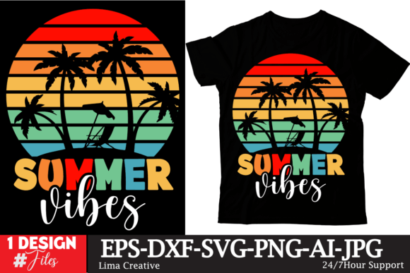 Summer Vibes Retro T-shirt Design Graphic T-shirt Designs By Lima Creative