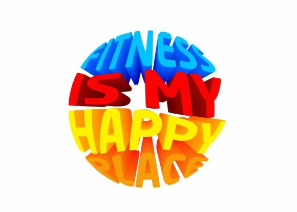 3D Gym Quote - Fitness is My Happy Place Graphic Crafts By Arief Sapta Adjie