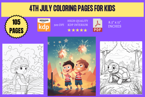 4th July Coloring Pages for Kids Graphic Coloring Pages & Books Kids By KDP INTERIORS MARKET