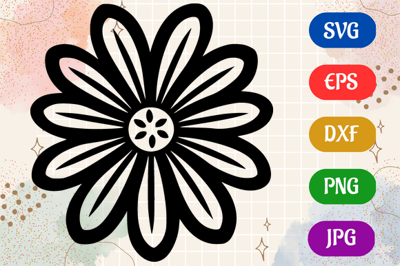 Flower - Black Icon Vector T-Shirt Mug Grafika Ilustracje AI Przez Creative Oasis