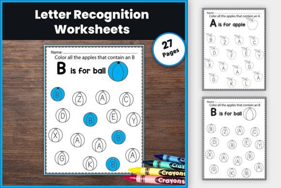 Letter Recognition Worksheets: Printable Illustration 1st grade Par TheStudyKits