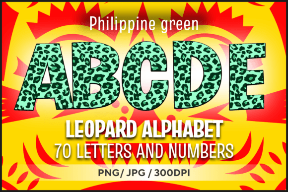 Philippine Green Leopard Letters Grafik Druckbare Illustrationen Von fromporto