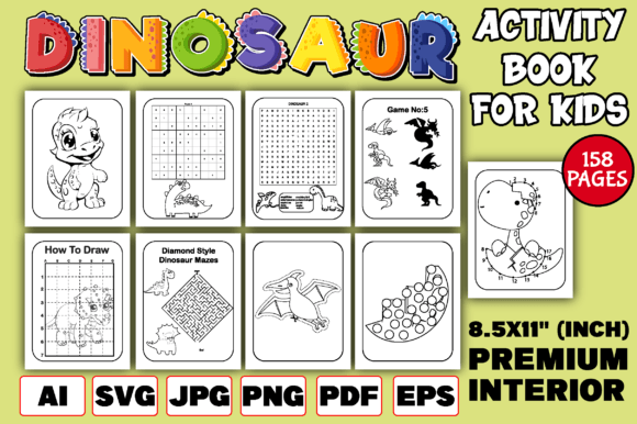 Dinosaur Activity Book for Kids Graphic KDP Interiors By Ministed Night